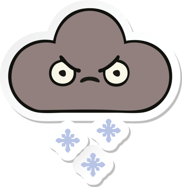 Bir insan tarafından çizilmiş şirin bir fırtına bulutunun çıkartması.