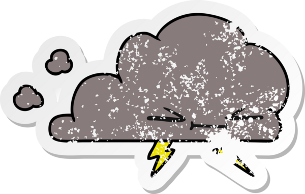 Bir insan tarafından çizilmiş huysuz bir şimşek bulutunun serbest ve sıkıntılı çıkartması.