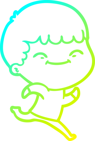 Bir çizgi film karakteri çizen soğuk çizgi bir insan tarafından çizilmiş mutlu çocuk.