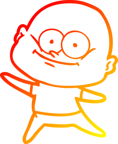 Bir insan tarafından çizilmiş kel bir adamın sıcak çizgi çizimi.