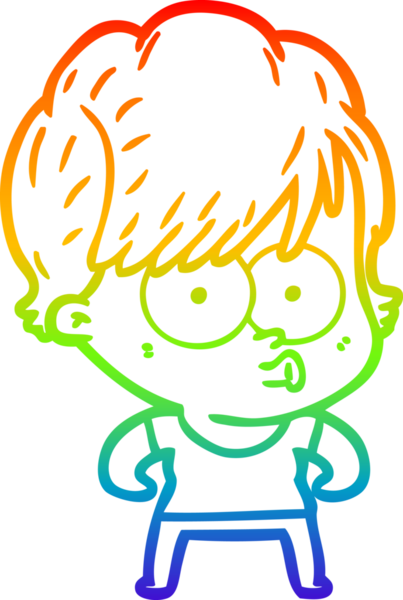 gökkuşağı gradyan çizimi bir insan tarafından çizilmiş bir karikatür kadın