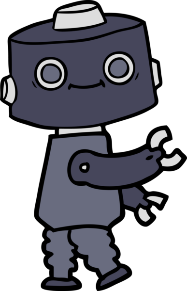 Bir insan tarafından çizilmiş çizgi film robotu