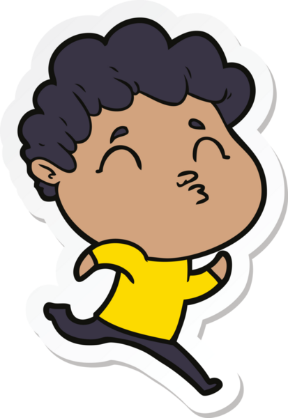 Bir insan tarafından çizilmiş karikatür adamın çıkartması.