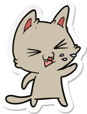 Bir insan tarafından çizilmiş çizgi film kedisinin çıkartması.