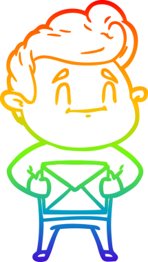 gökkuşağı gradyanı çizimi bir insan tarafından çizilmiş mutlu bir çizgi film adamı