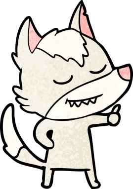 Bir insan tarafından çizilmiş dost canlısı bir kurt.