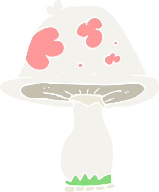 Bir insan tarafından çizilmiş mantarın düz renk çizimi