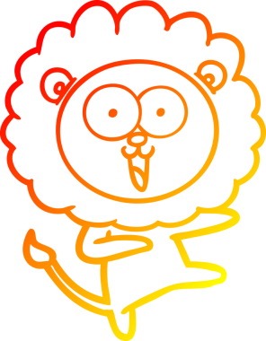 Bir insan tarafından çizilmiş mutlu çizgi film aslanının sıcak çizgi çizimi