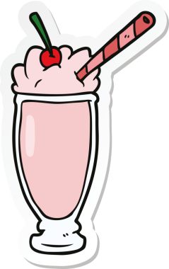Bir insan tarafından çizilmiş karikatür milkshake 'inin çıkartması.