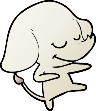 Bir insan tarafından çizilmiş gülümseyen bir fil.