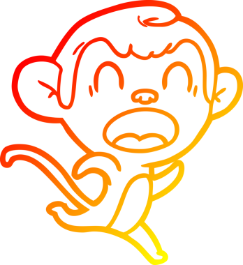 Bir insan tarafından çizilmiş bağıran çizgi film maymunu çizimi.