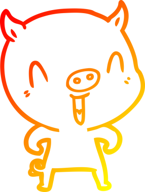 Bir insan tarafından çizilmiş mutlu çizgi film domuzu çizimi.