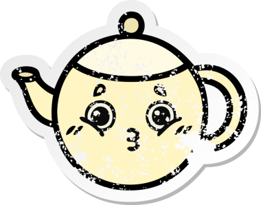 Bir insan tarafından çizilmiş tatlı bir çay demliğinin sıkıntılı çıkartması.