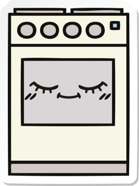 Bir insan tarafından çizilmiş şirin bir mutfak fırınının çıkartması.