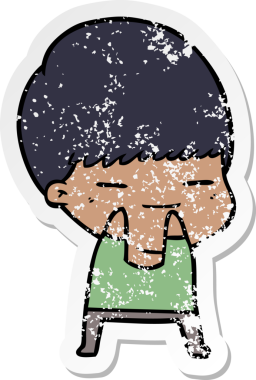 Bir insan tarafından çizilmiş kendini beğenmiş bir çizgi film karakterinin sıkıntılı çıkartması.