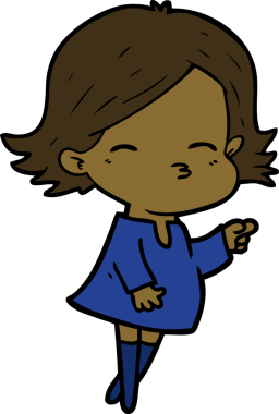 Bir insan tarafından çizilmiş çizgi film kadını.