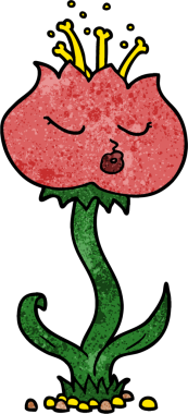 Bir insan tarafından çizilmiş sevimli karikatür çiçeği.