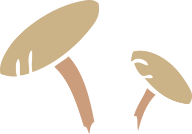 Bir insan tarafından çizilmiş mantarların el çizimi karikatürü.