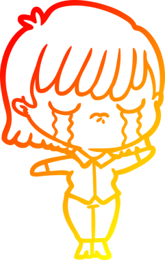 Bir insan tarafından çizilmiş, ağlayan bir çizgi kadın çizimi.