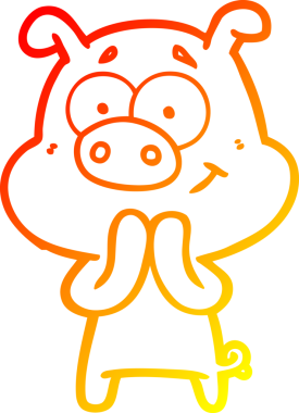 Bir insan tarafından çizilmiş mutlu çizgi film domuzu çizimi.