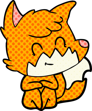 Bir insan tarafından çizilmiş çizgi film dostu tilki.