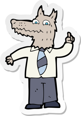 Bir insan tarafından çizilmiş fikri olan bir iş kurdunun çıkartması.