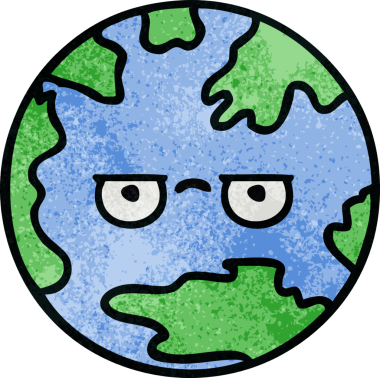 Bir insan tarafından çizilmiş bir gezegenin retro grunge doku karikatürü.