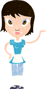 Bir insan tarafından çizilmiş çizgi film hizmetçisi.