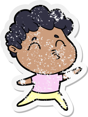 Bir insan tarafından çizilmiş karikatür adamın sıkıntılı çıkartması.