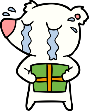 Bir insan tarafından çizilmiş üzgün küçük kutup ayısı çizgi filmi.