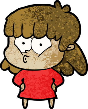 Bir insan tarafından çizilmiş ıslık çalan kız.