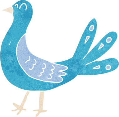 Bir insan tarafından çizilmiş çizgi film kuşu.