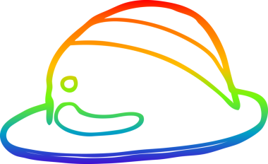 gökkuşağı gradyan çizgi çizimi bir insan tarafından çizilmiş bir melon şapka