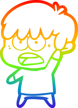 Bir insan tarafından çizilmiş endişeli bir çizgi film çocuğunun çizimi.