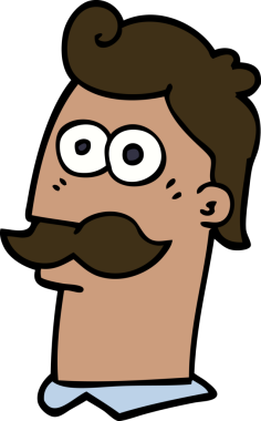 Bir insan tarafından çizilmiş bıyıklı karalama adamı.