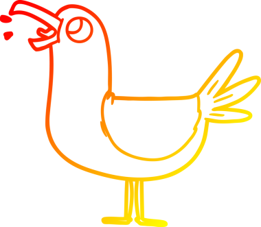 Bir insan tarafından çizilmiş bir çizgi martının sıcak gradyan çizimi