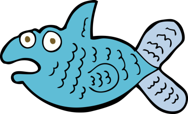 bir insan tarafından çizilmiş karikatür balığı