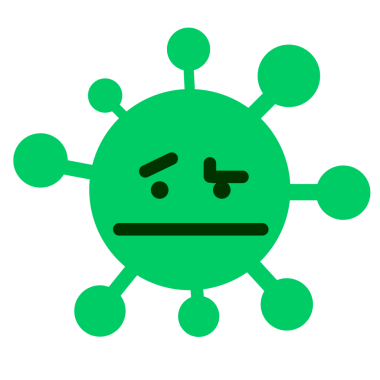 bir insan tarafından çizilmiş, kafası karışık bir virüs.