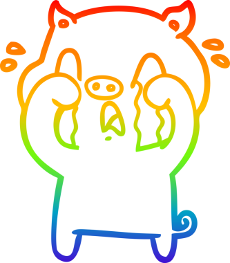 gökkuşağı gradyan çizimi bir insan tarafından çizilmiş ağlayan domuz çizgi filmi