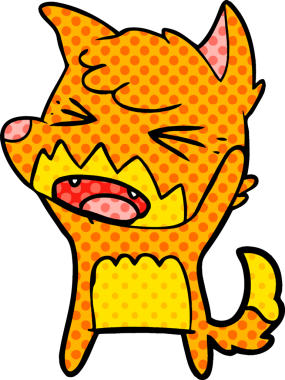 Bir insan tarafından çizilmiş kızgın çizgi film tilkisi.