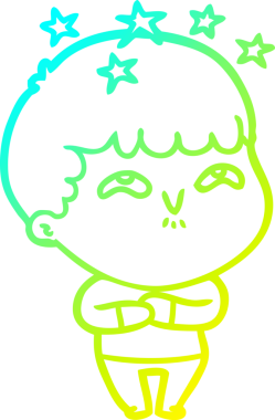 Bir çizgi film karakteri, bir insan tarafından çizilmiş soğuk gradyan çizimi.