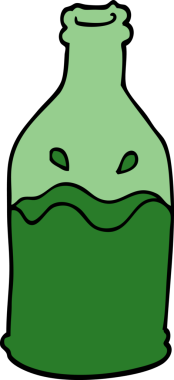 Bir insan tarafından çizilmiş yeşil karalama şişesi