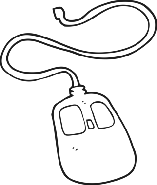 Bir insan tarafından çizilmiş siyah beyaz çizgi film bilgisayar faresi