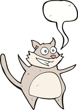 Bir insan tarafından çizilmiş komik bir çizgi film kedisi.