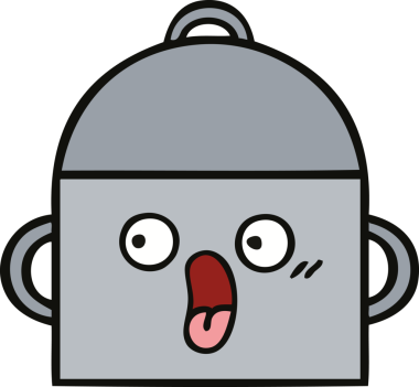 Bir insan tarafından çizilmiş güzel bir yemek tenceresi karikatürü.