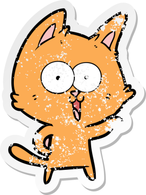 Bir insan tarafından çizilmiş komik bir çizgi film kedisinin sıkıntılı çıkartması.