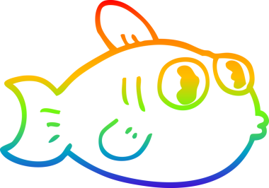 gökkuşağı gradyan çizgisi bir insan tarafından çizilmiş karikatür balığı çizimi