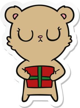 Bir insan tarafından çizilmiş huzurlu bir çizgi film ayısının çıkartması.