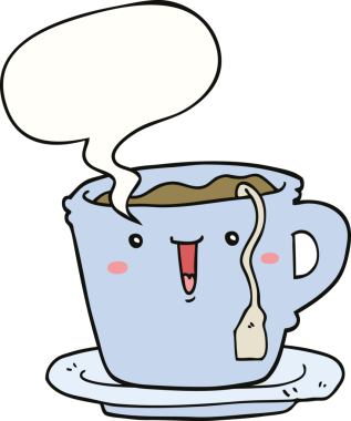 Bir insan tarafından çizilmiş tatlı bir çizgi film fincanı ve uçan daire.