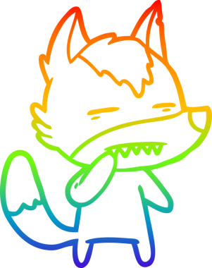 Bir insan tarafından çizilmiş dişleri gösteren belirsiz bir kurdun çizimi.